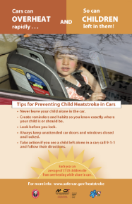Sample Poster - Tips for Preventing Child Heatstroke in Cars -  English