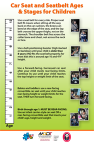 Sample Poster - Car Seat and Seatbelt Ages & Stages for Children - English