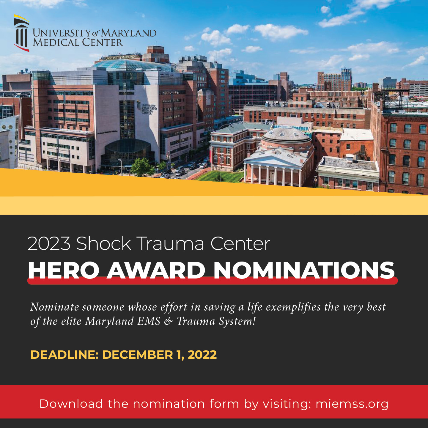 Shock Trauma Hero Awards advertisement calling for nomination submissions